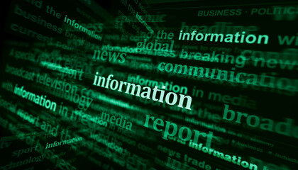 Headline titles media with Information and communication 3d illustration
