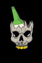 Skull with bottle vector illustration
