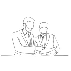 one line business man and person vector