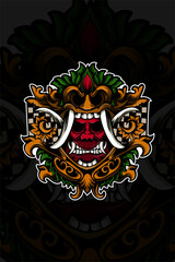 Skull with bali vector illustration