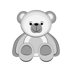 Cute teddy bear vector isolated on white. Toy teddy icon.
