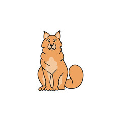 cat breed maine coon contour sketch doodle illustration.