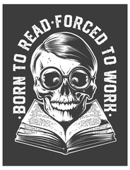 Born to Read. Vector nerd skull