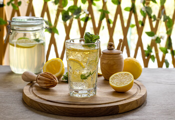 Homemade Fermentation, Probiotic Honey Lemonade Soda. Refreshing summer drink.