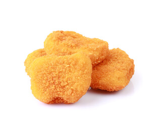 Chicken nuggets closeup isolated on white background with clipping path	