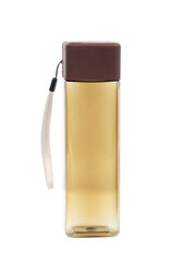brown plastic bottle for drink with rectangular shape isolated on white background. square drink bottle