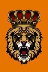 Lion with crown vector illustration