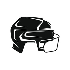 Black ice hockey player helmet with plexiglass