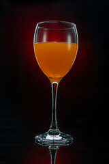 glass with red backgroound