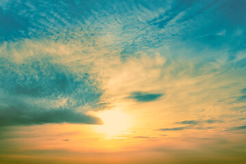 Fototapeta na wymiar Colorful cloudy sky at sunset. Gradient color