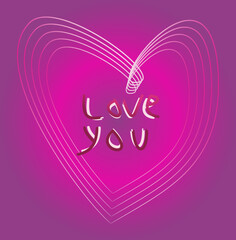 Beautiful heart with the inscription love you in the middle, vector love background