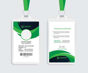 Modern Identity Employee Abstract professional, corporate office Id card design, Simple and Clean ID Card Design Template