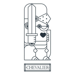 Fantasy dragon knight with shield and sword