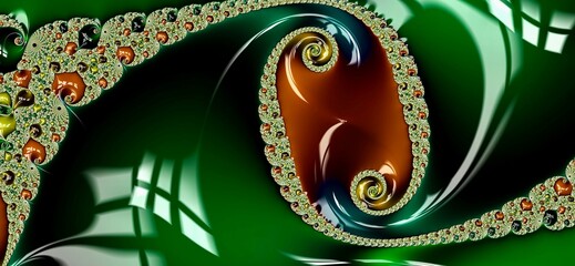 Abstract fractal jewel green pattern. Bright background.