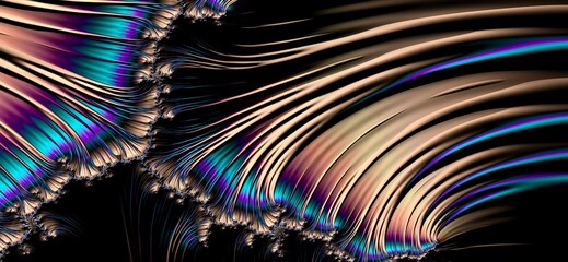 Digital art illustration metallic waves.