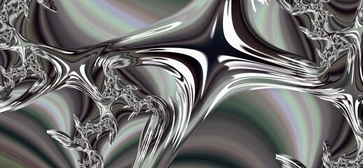 Digital art. Bright liquid metal.