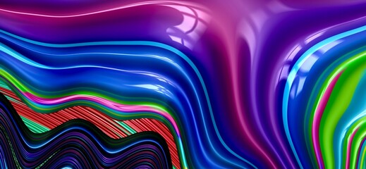 Colorful Neon lights digitally generated background.