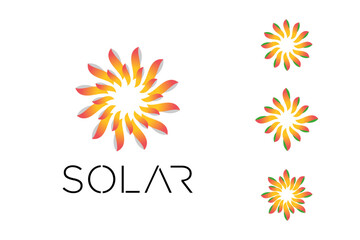Fototapeta na wymiar Solar logo design, branding for solar energy company.