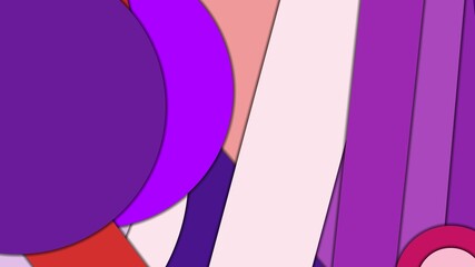 Abstract geometric vector background in Material design style with a limited harmonized palette, with concentric circles and rotated rectangles with shadows, imitating cut paper.