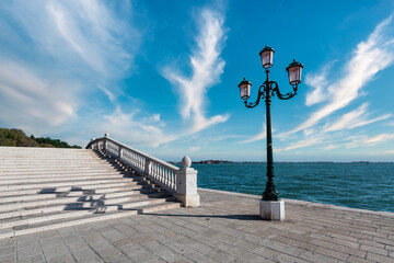 The embankment and bridge of Venice, Italy.