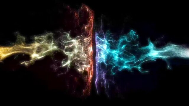 Abstract background liquid hot and cold energy particles sparkles turbulent flows colliding mixing