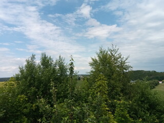Blick über Felder und Wiesen