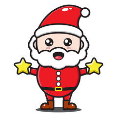 cute santa claus cartoon illustration holding star