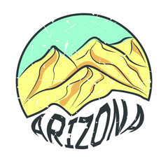 Desert landscape in vintage style. Sunrise on the background of sand dunes. vector illustration. Design for printing books, posters. 
Printing on clothes, t-shirts, textiles. Icon for social networks.