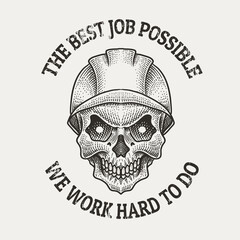 illustration skull builder black and white color