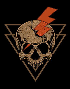 illustration baddas lightning skull head - Perfect for T-shirt,Poster,Hoodie/jacket,Etc