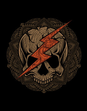 illustration baddas lightning skull head - Perfect for T-shirt,Poster,Hoodie/jacket,Etc