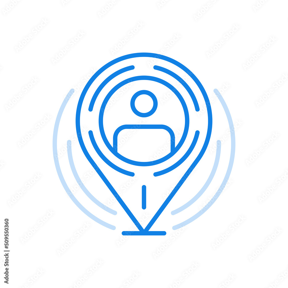 Poster location character vector line icon web navigation sign on map travel route mark online marker