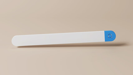 Blank web search bar for website address. Information retrieval system. 3D rendering.