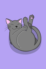 Cute Sleeping Cat Cartoon Illustration