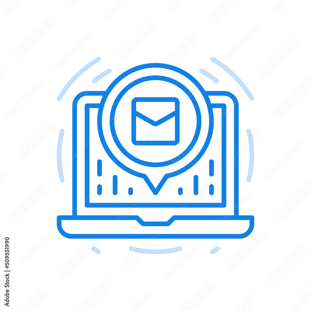 Poster online message vector line icon. web chat application with correspondence and communication.