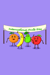 Happy Fruits on International Fruits Day Cartoon Illustration