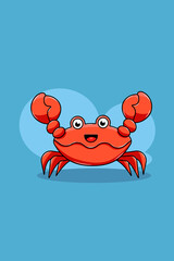 Cute Crab Happy Cartoon Illustration