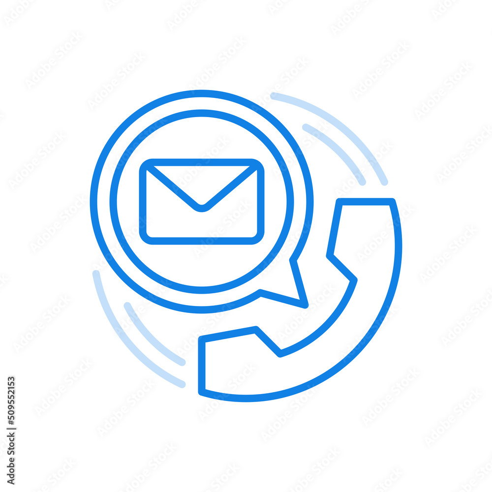 Poster voice notification email vector line icon. modern technology call subscriber when new web message ar