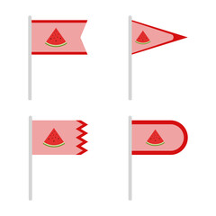 Set of colored Flags with Watermelon