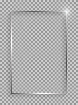 Silver rectangle frame with shadows and highlights isolated on a transparent background.