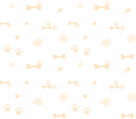 seamless dog pattern with stars, paws, bones, circles
