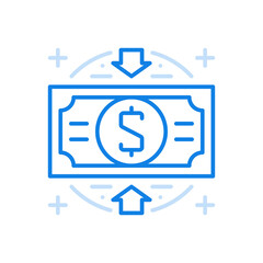 Banknote vector line icon. Financial payments and cash purchases. Rich commercial loans and capital financing.