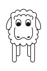 Line art black and white geometric stylized sheep