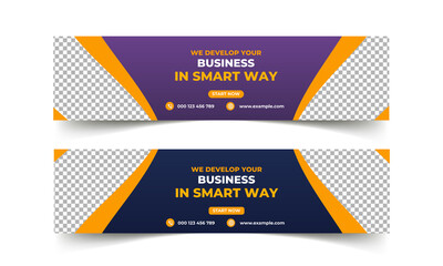 Set of Digital marketing corporate LinkedIn banner template and facebook cover banner design