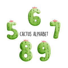 cactus alphabet, cactus letter. Vector illustration