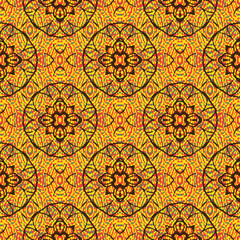 A sunflower rosette mosaic seamless vector pattern