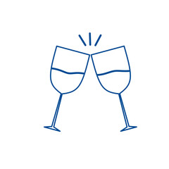 2 glasses of champagne on a white background.celebration icon