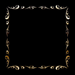 Vector luxury golden frame. Ornamental shiny gold decorative design element.
