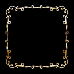 Vector luxury golden frame. Ornamental shiny gold decorative design element.