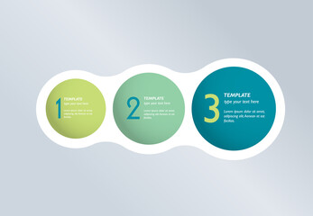 Three steps elements bubble chart, scheme, diagram. Infographic template.